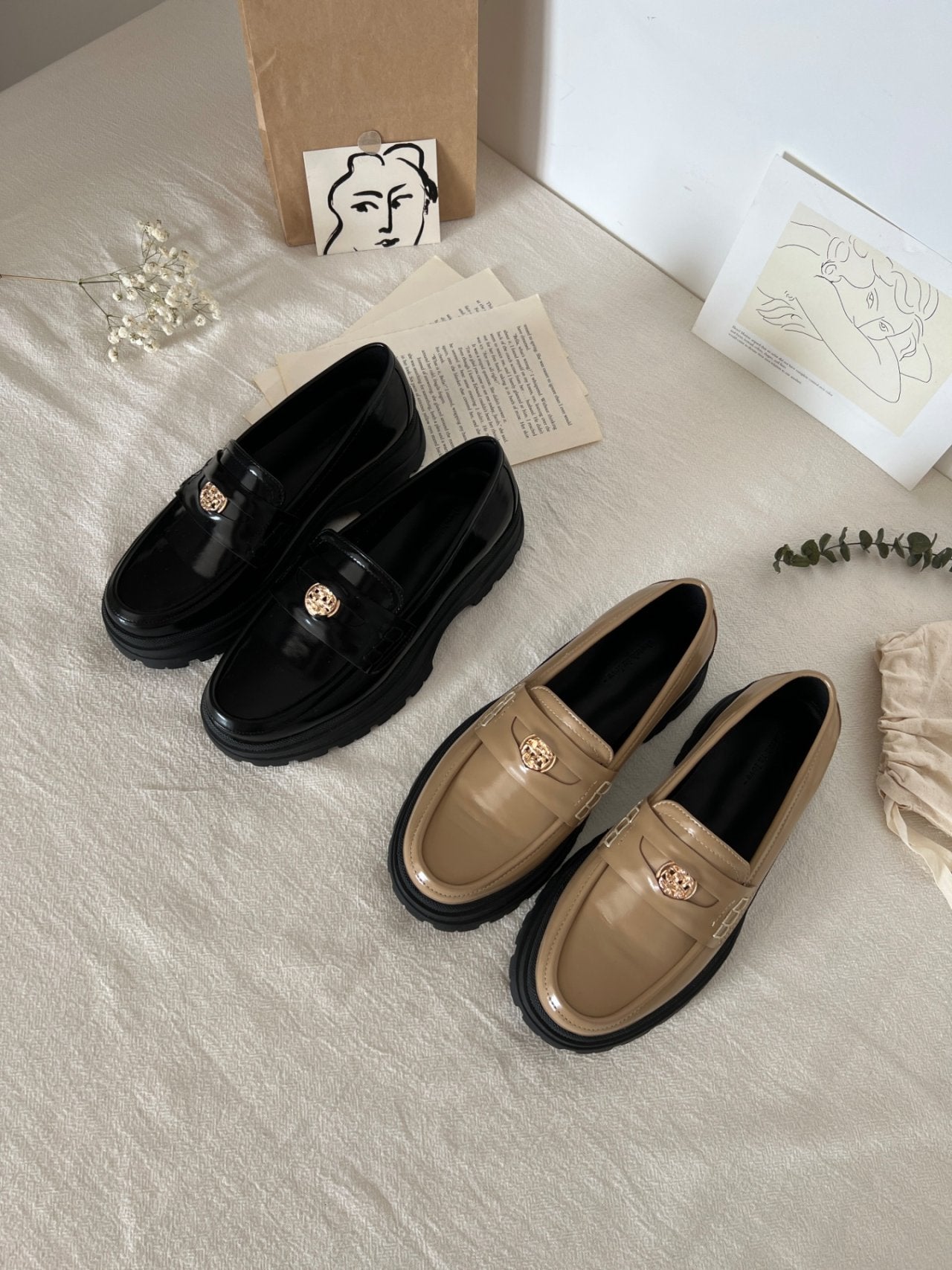Boen platform button loafers