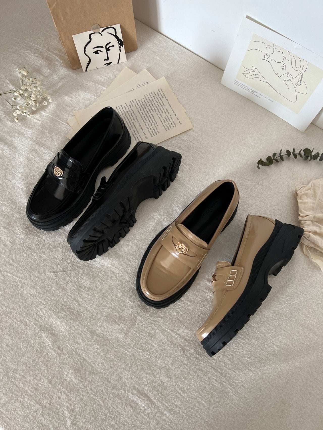Boen platform button loafers