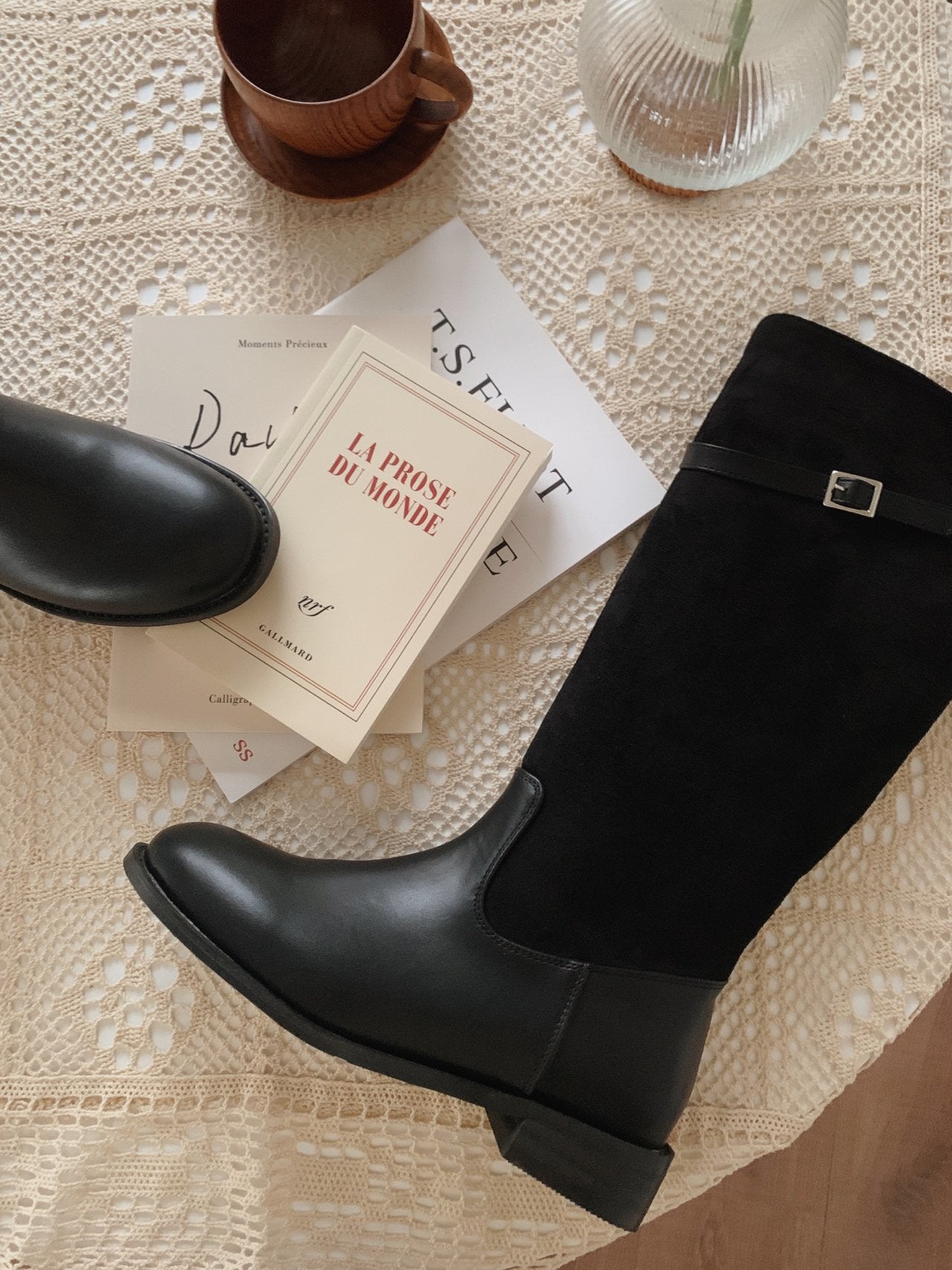 Hazel suede belted long boots-2col