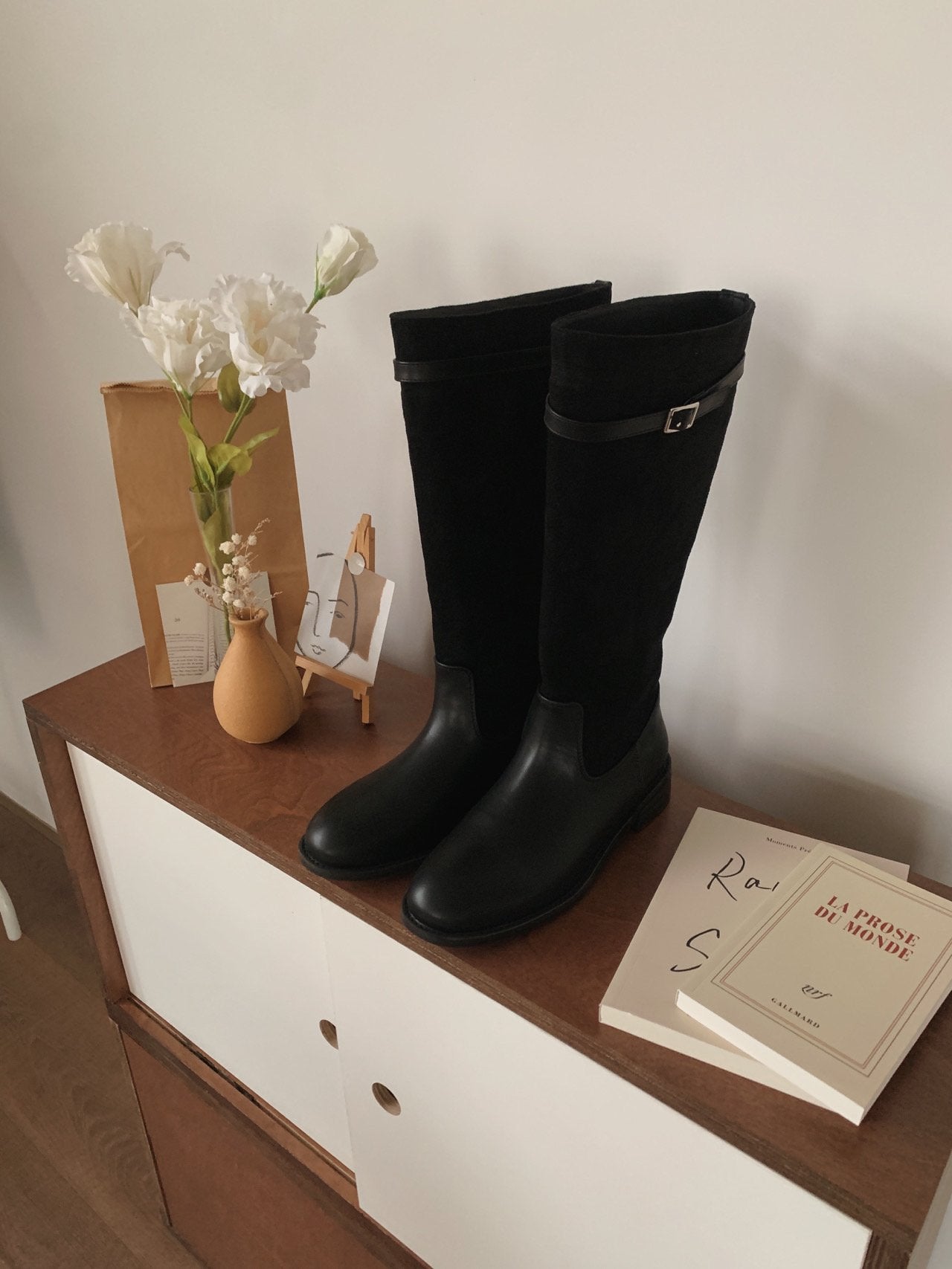 Hazel suede belted long boots-2col