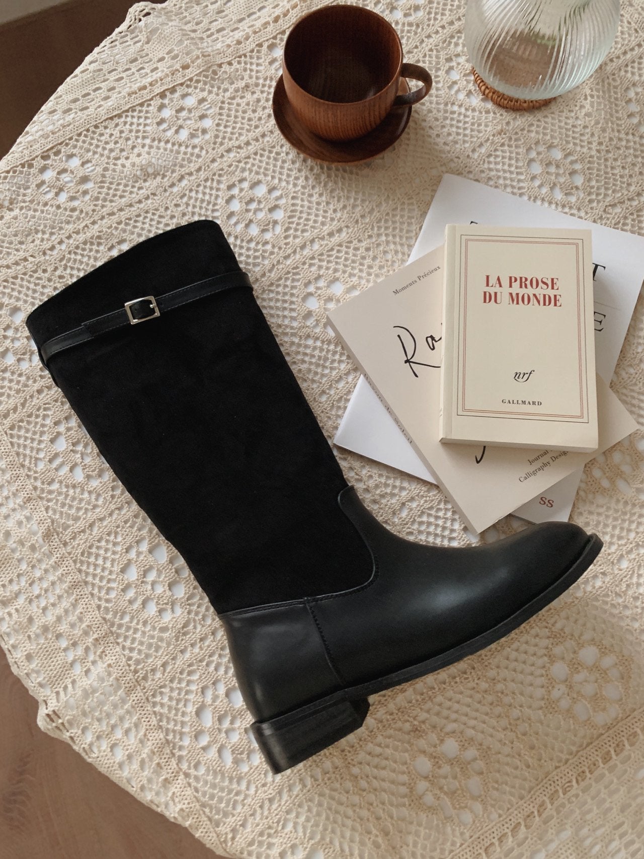 Hazel suede belted long boots-2col