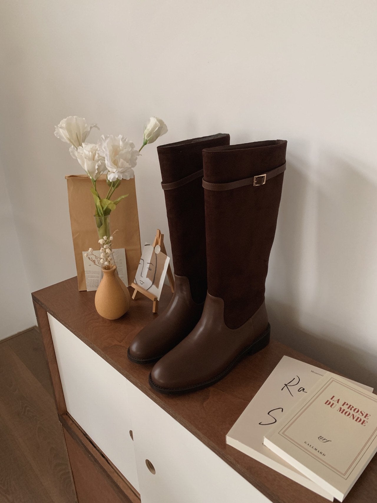 Hazel suede belted long boots-2col