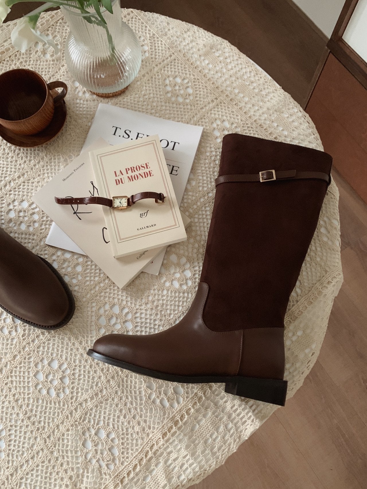 Hazel suede belted long boots-2col