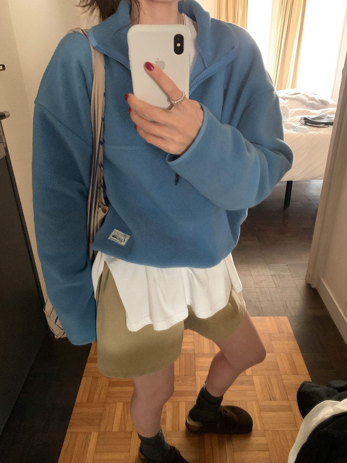 every fleece half zip up-5col