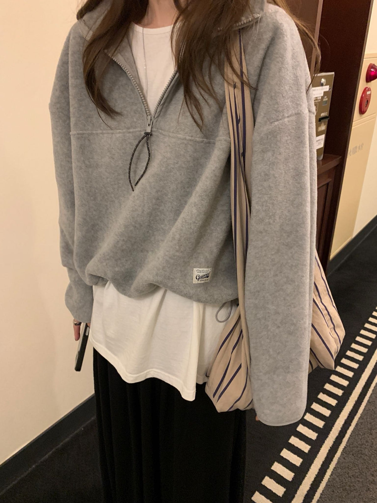 every fleece half zip up-5col