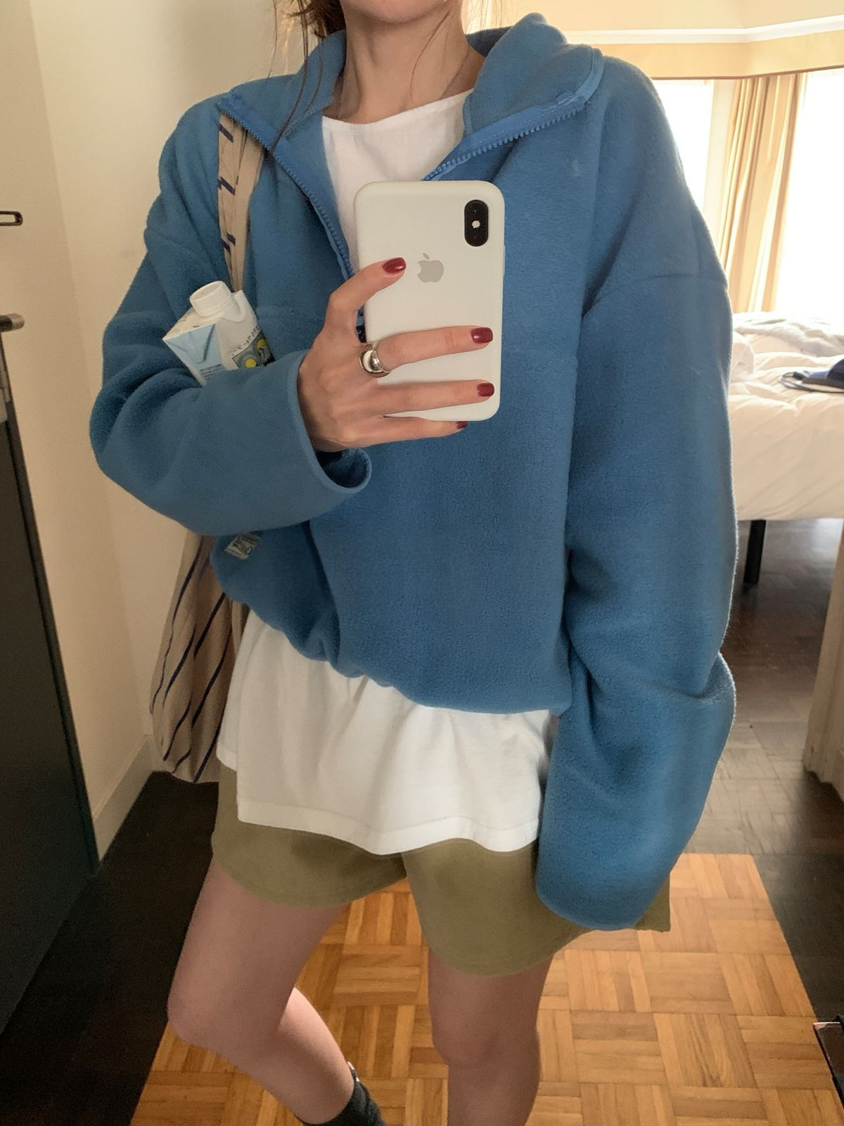 every fleece half zip up-5col