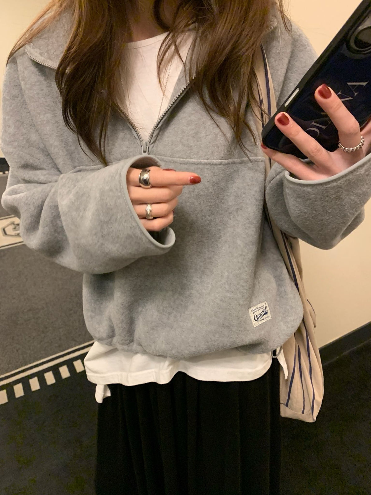 every fleece half zip up-5col