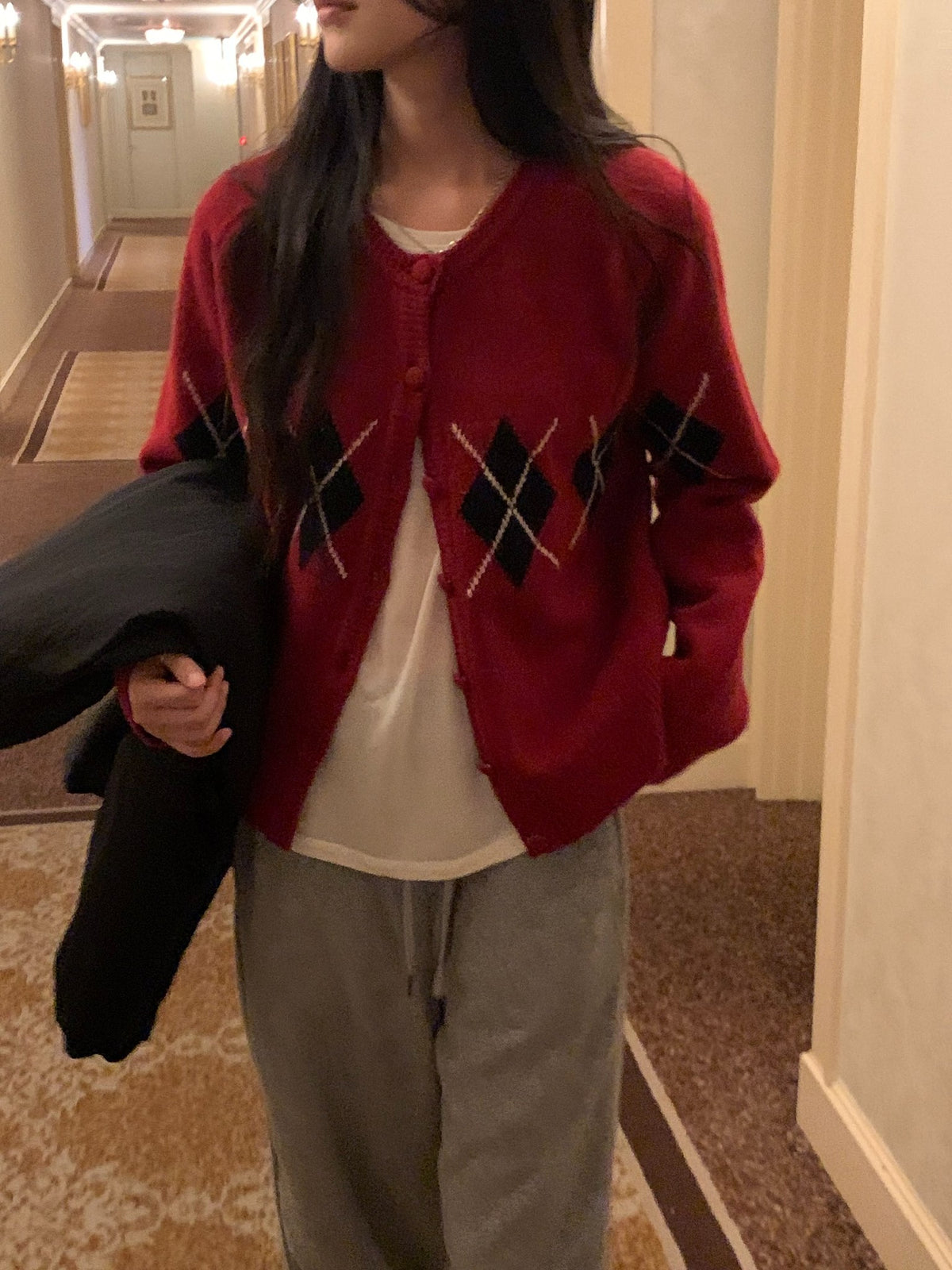 Argyle cardigan-3col