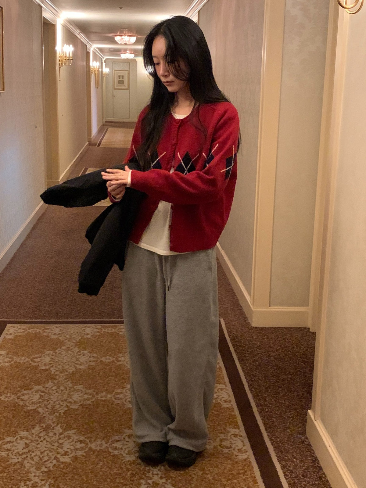 Argyle cardigan-3col