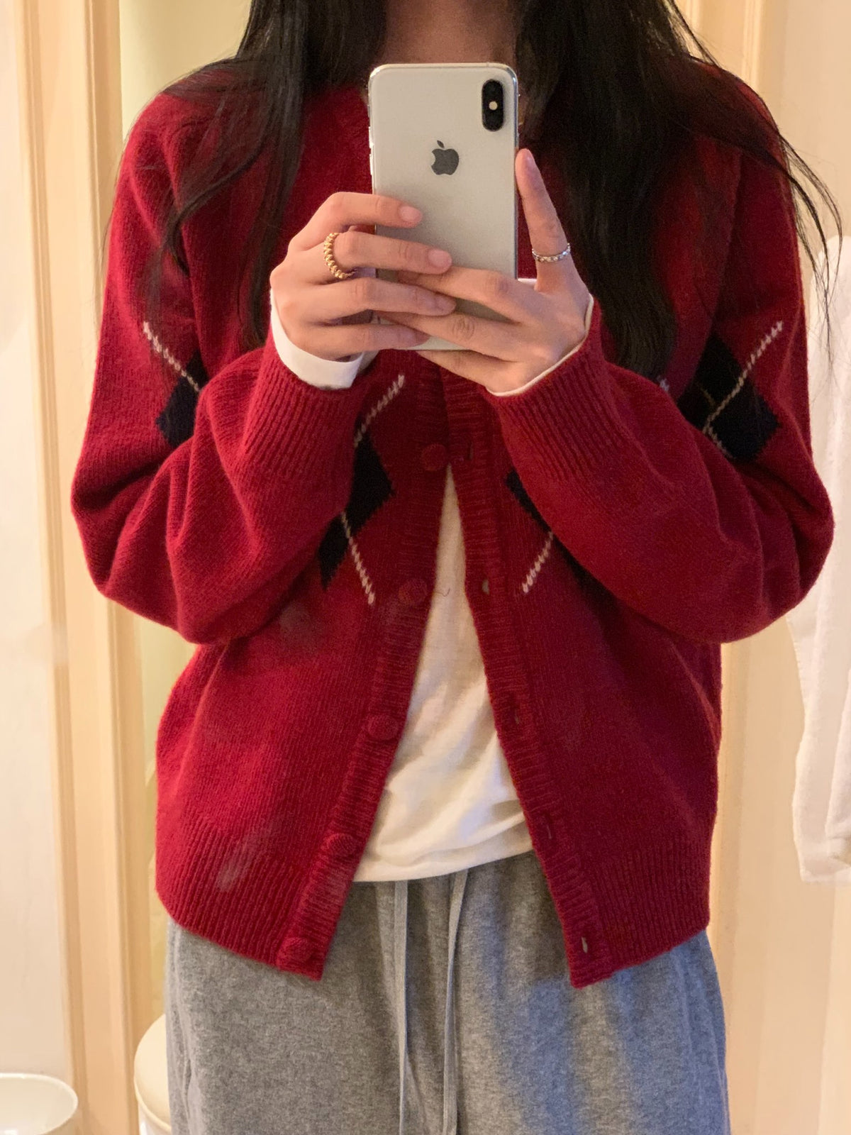Argyle cardigan-3col