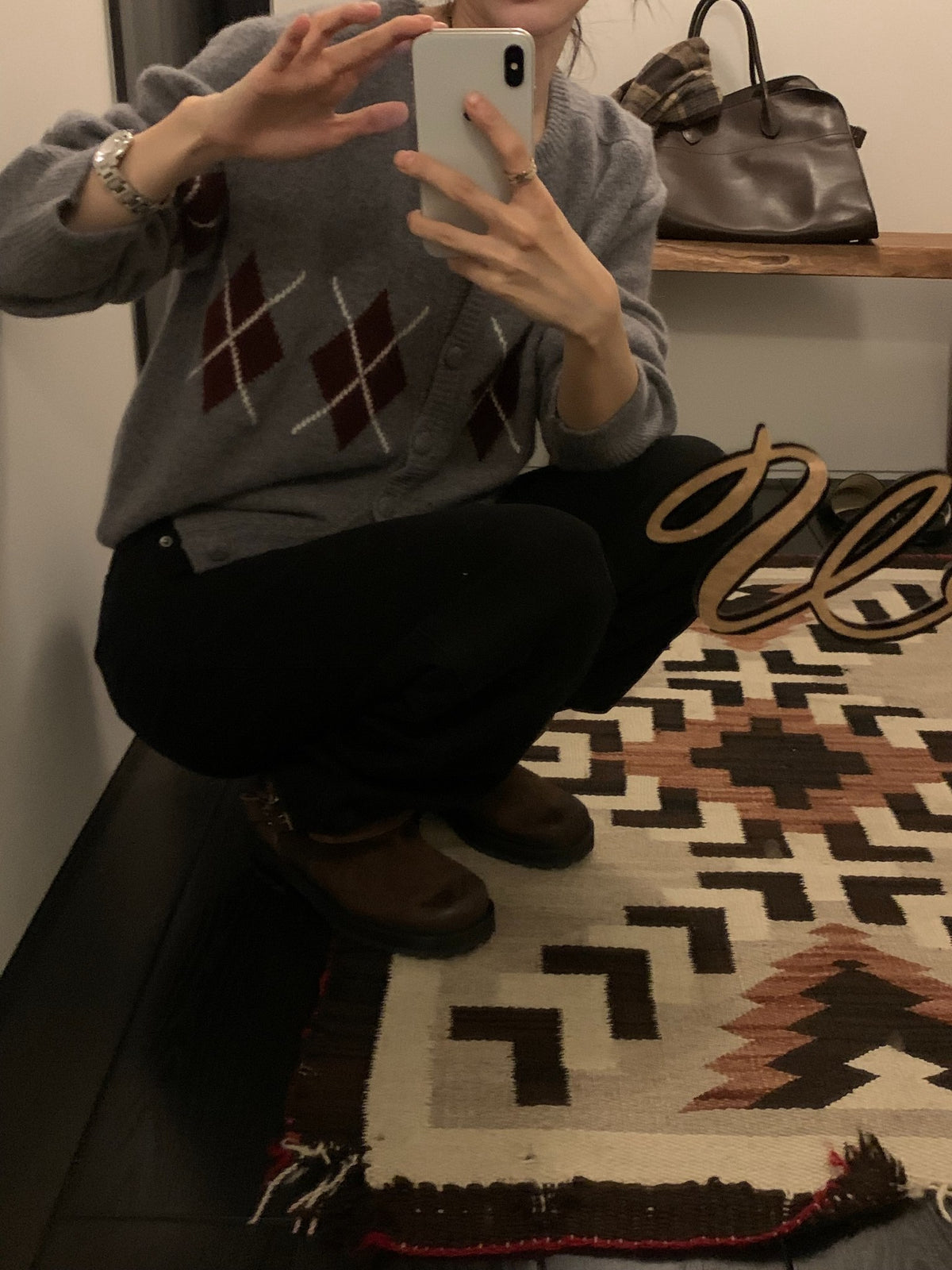 Argyle cardigan-3col