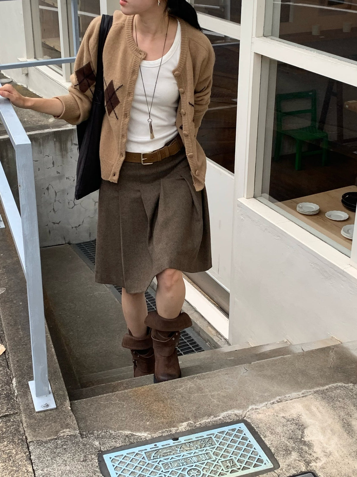Argyle cardigan-3col