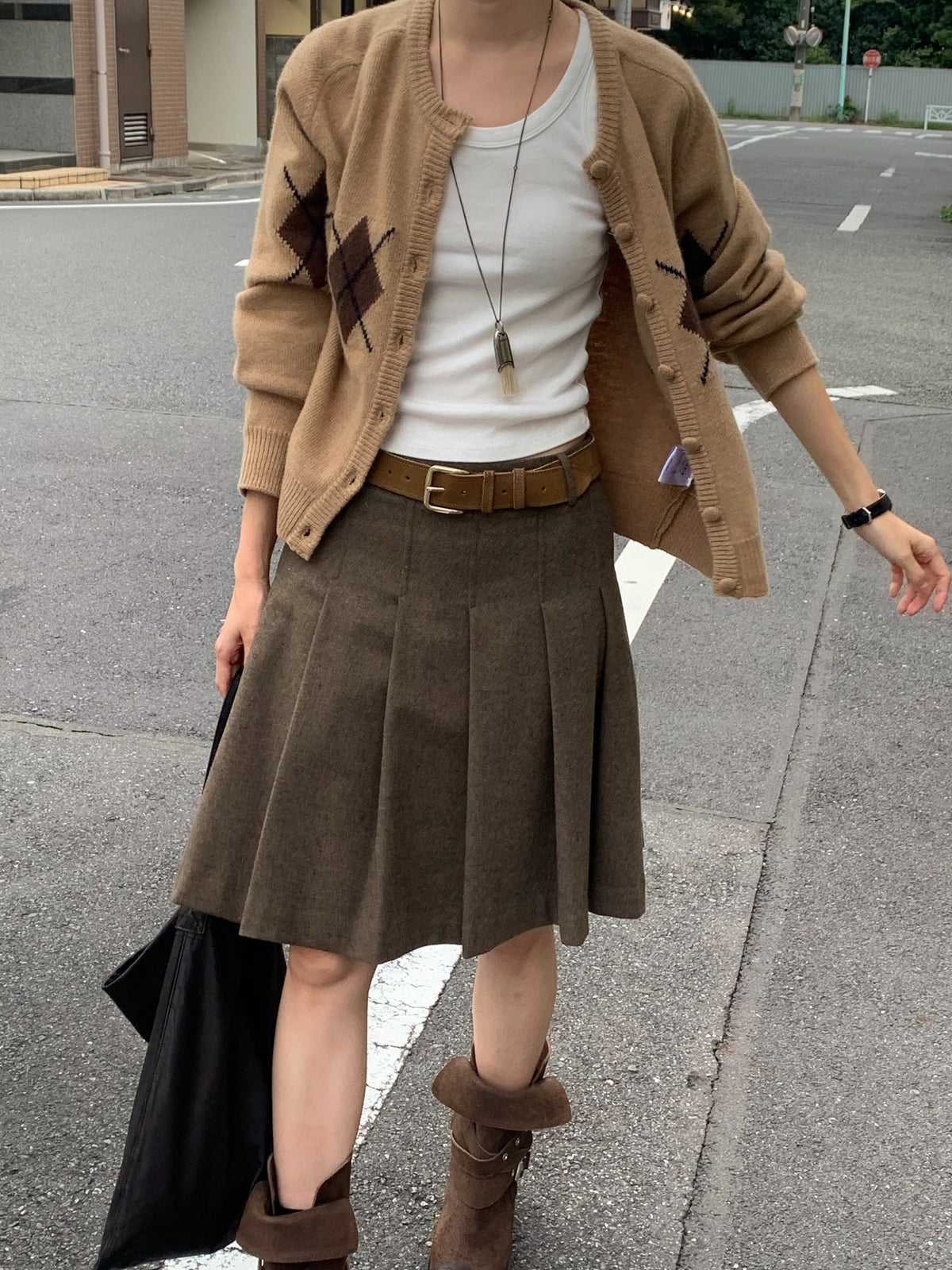 Argyle cardigan-3col
