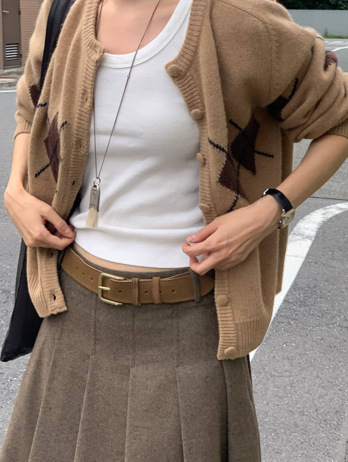Argyle cardigan-3col