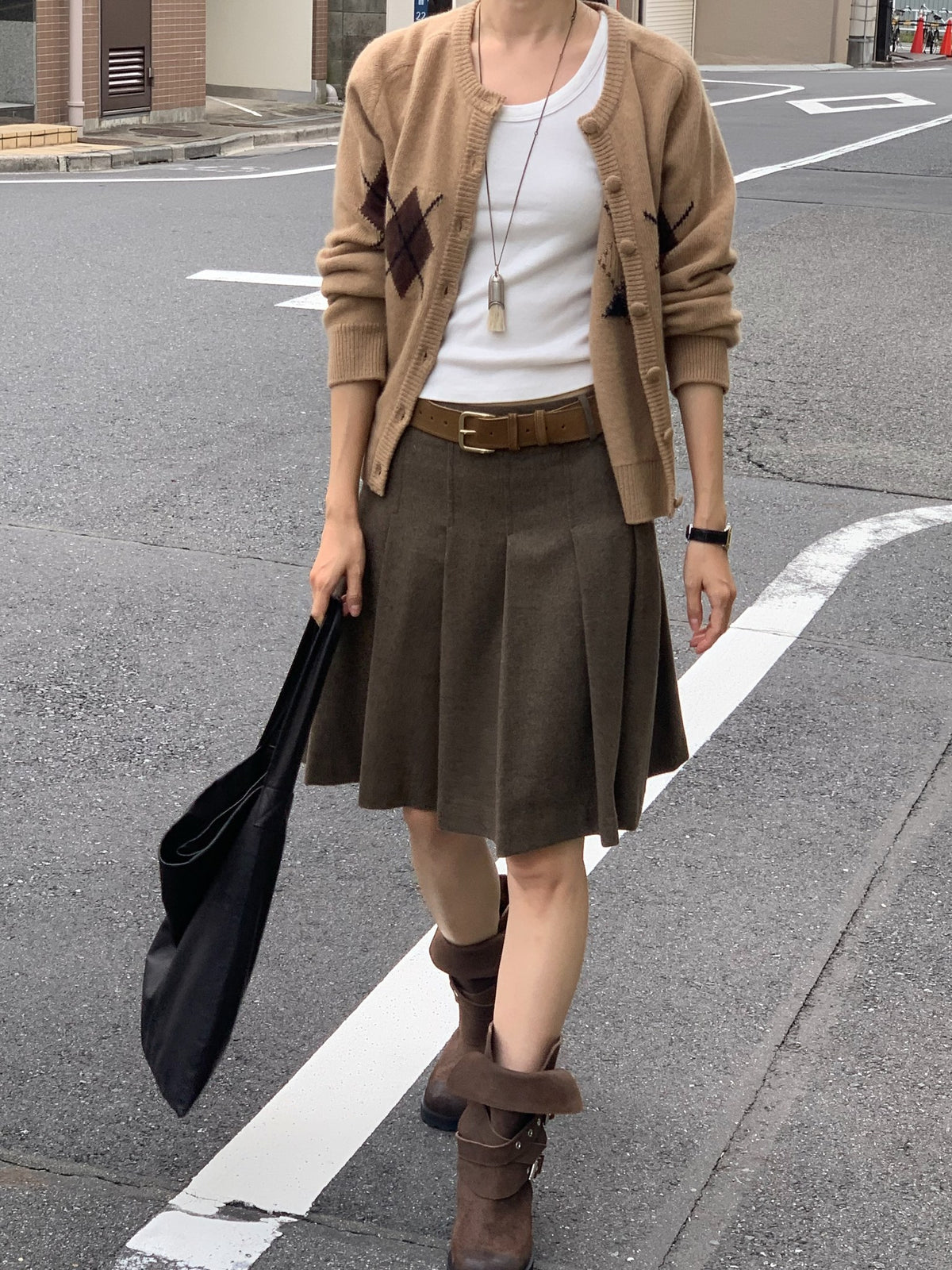 Argyle cardigan-3col