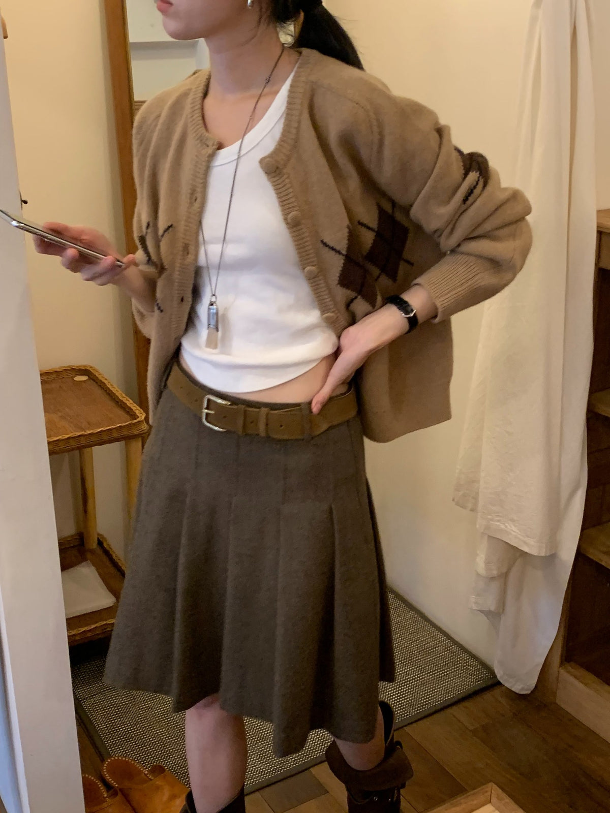 Argyle cardigan-3col