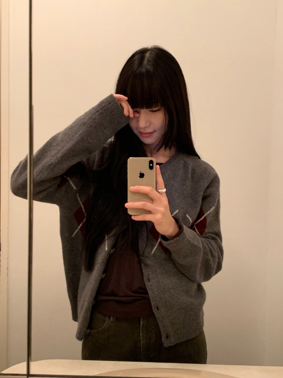 Argyle cardigan-3col