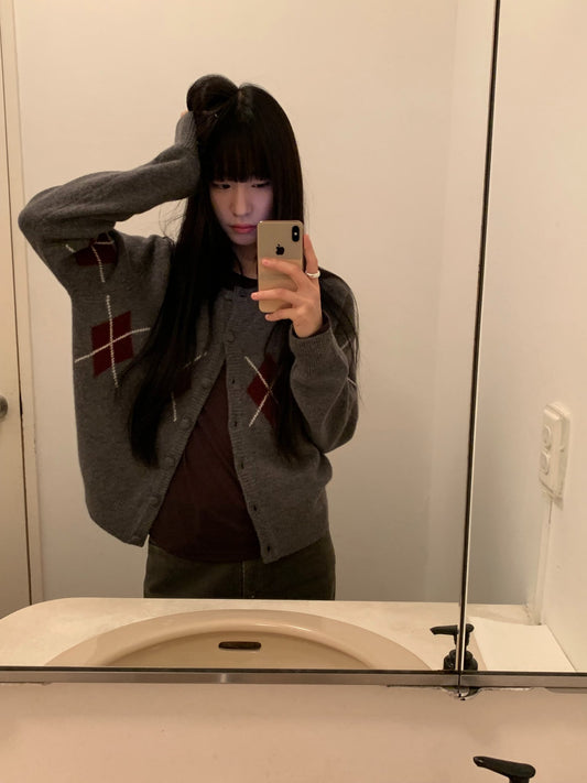 Argyle cardigan-3col