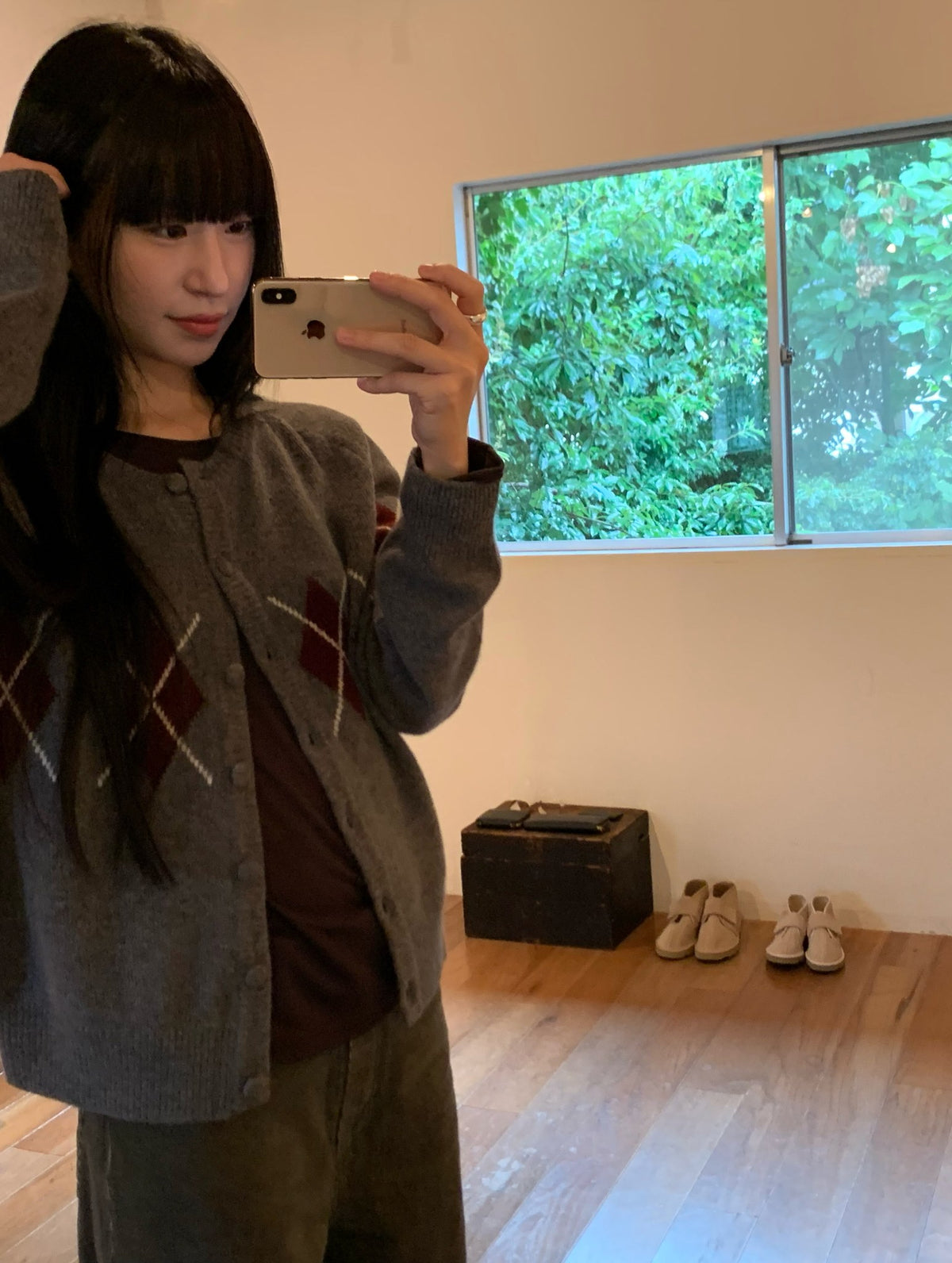 Argyle cardigan-3col