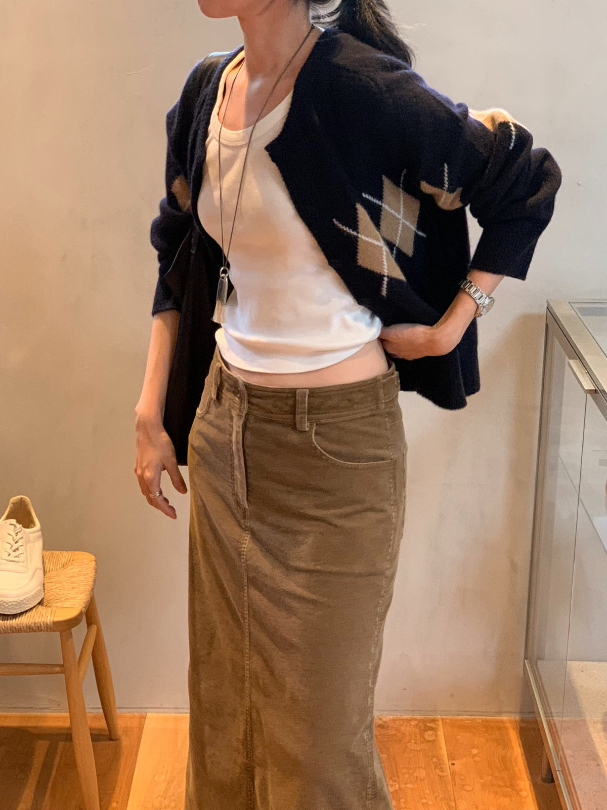 ash corduroy skirt-4col