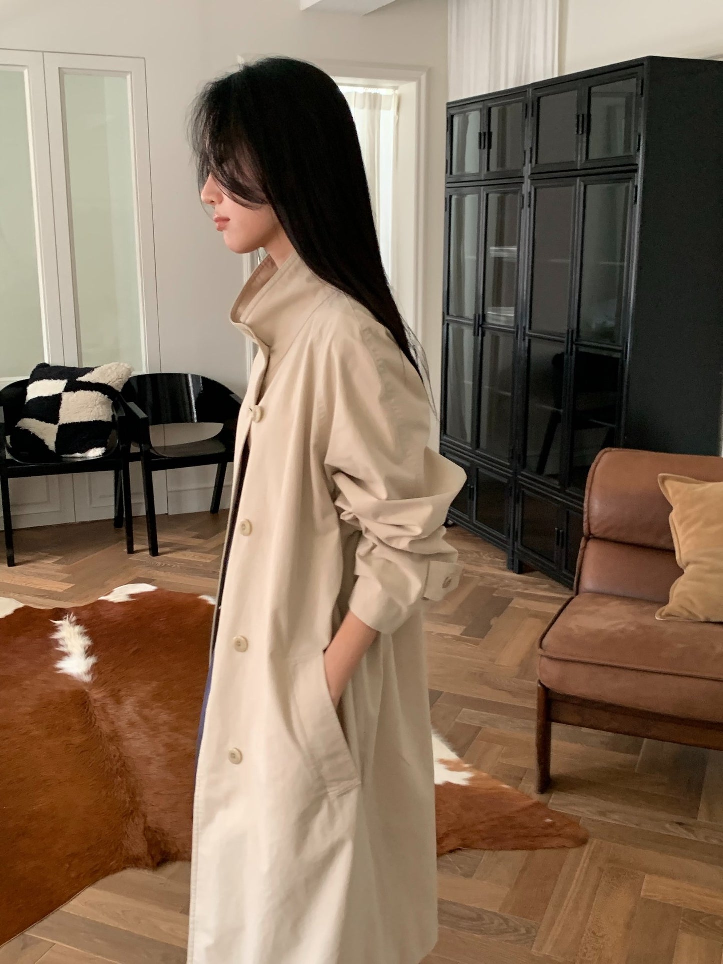 pierre high-neck trench coat