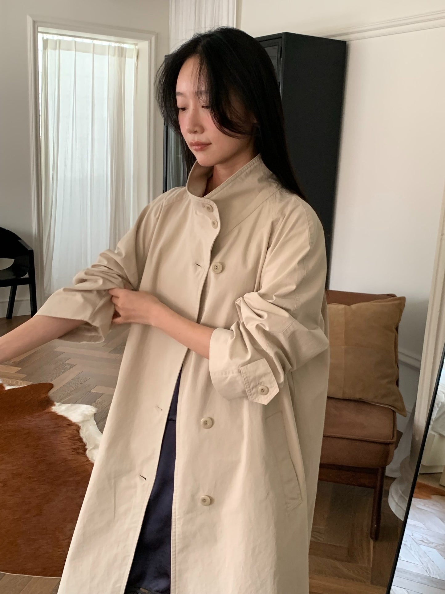 pierre high-neck trench coat