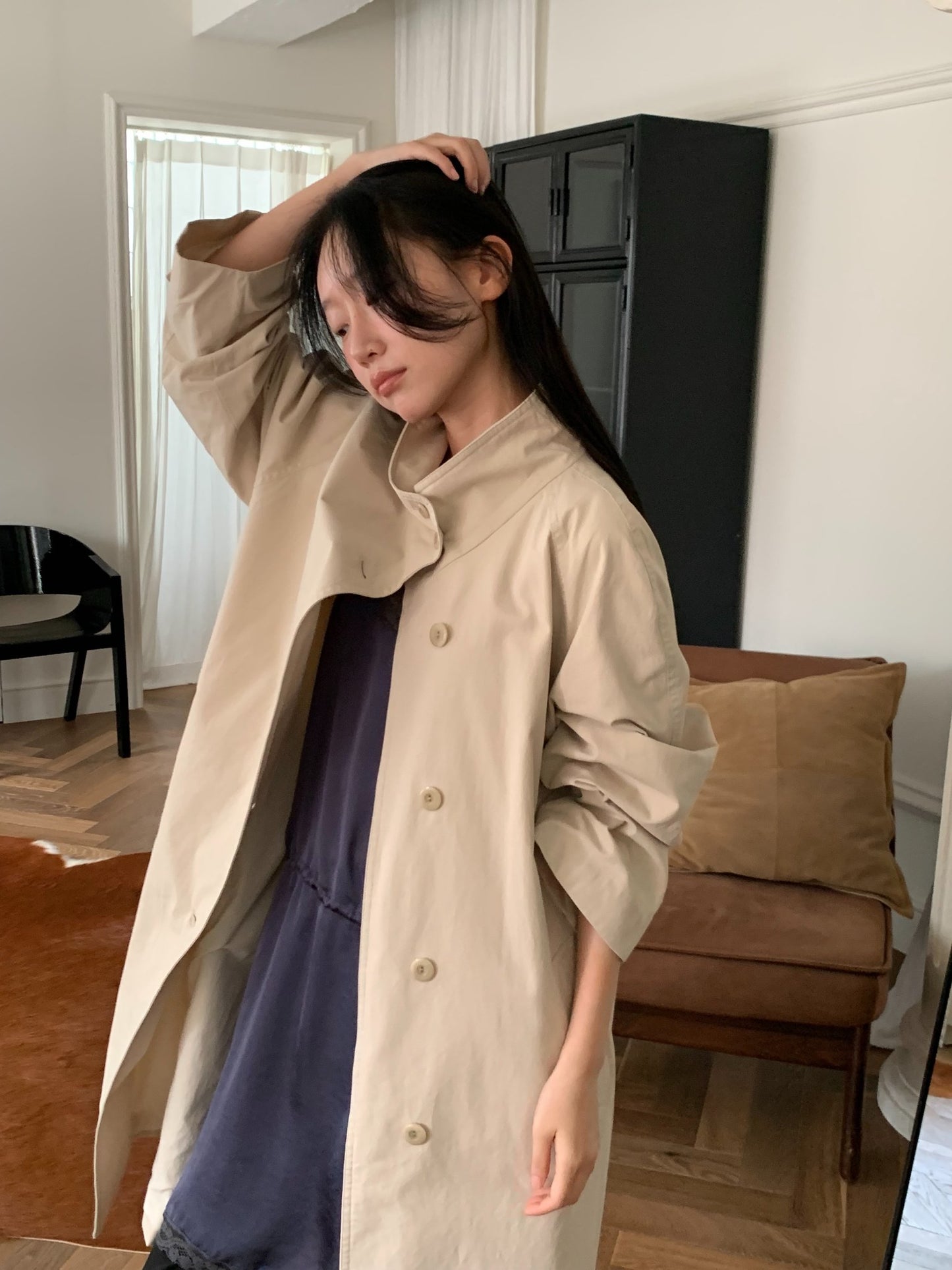pierre high-neck trench coat