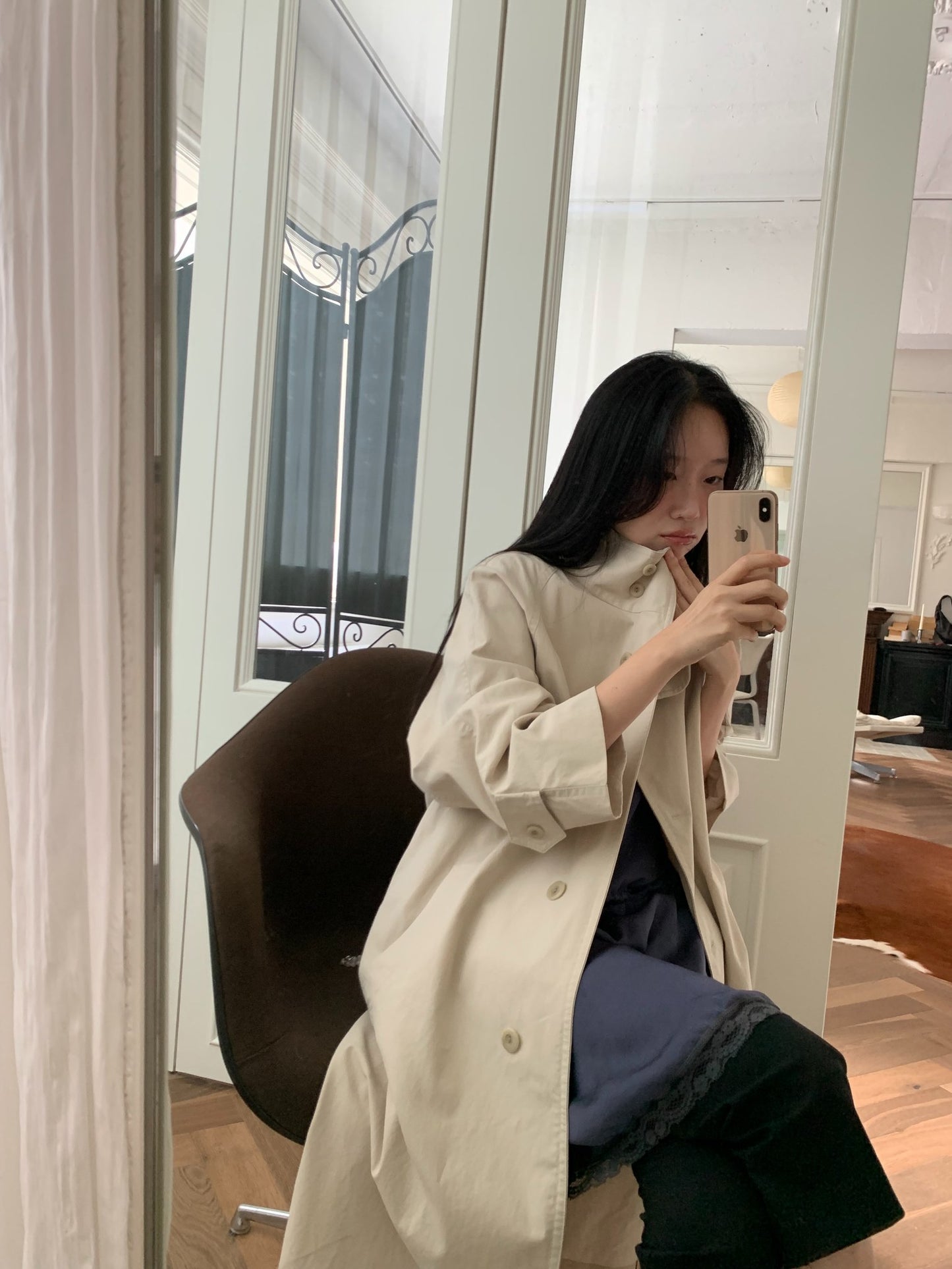 pierre high-neck trench coat