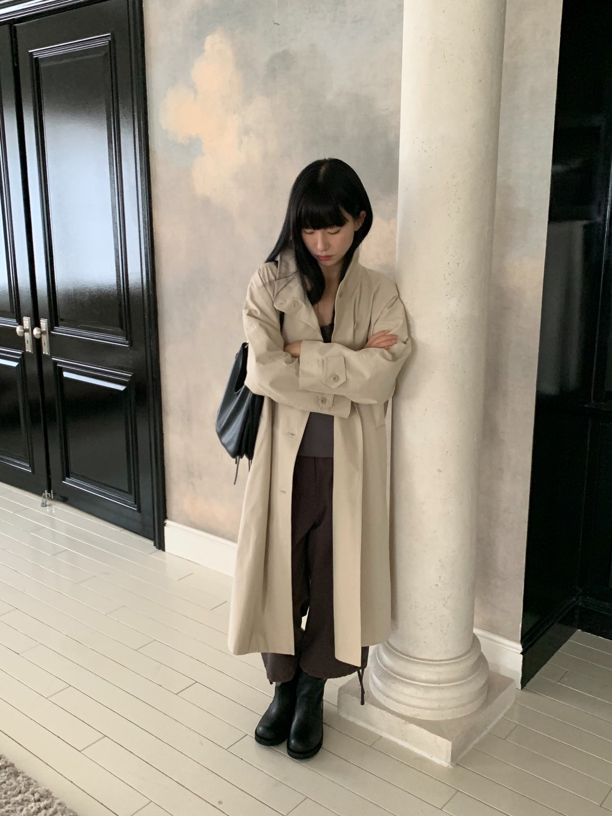 pierre high-neck trench coat
