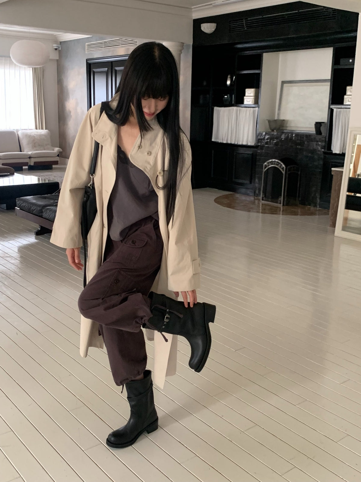 pierre high-neck trench coat