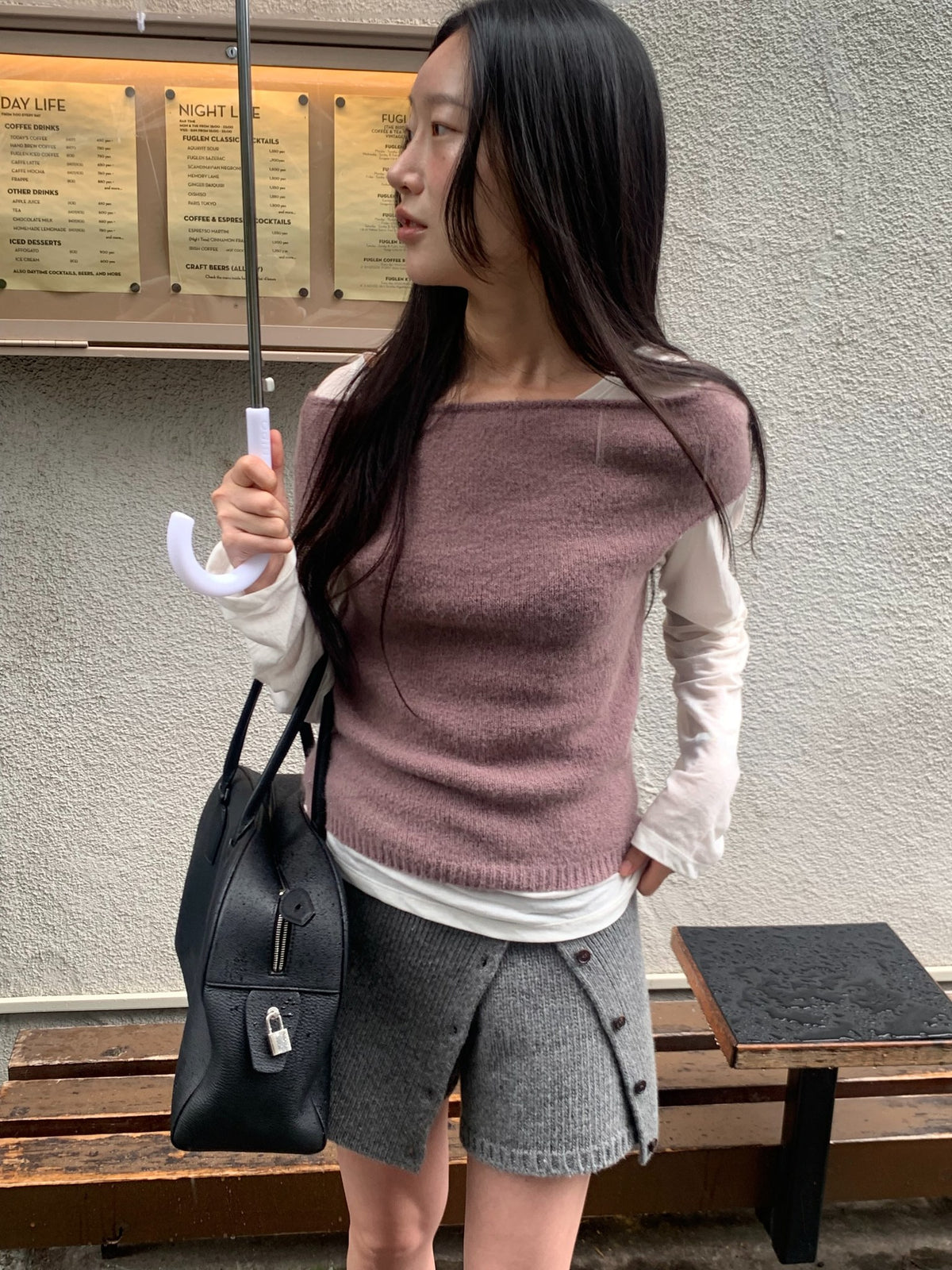 Dial off shoulder knit-4col
