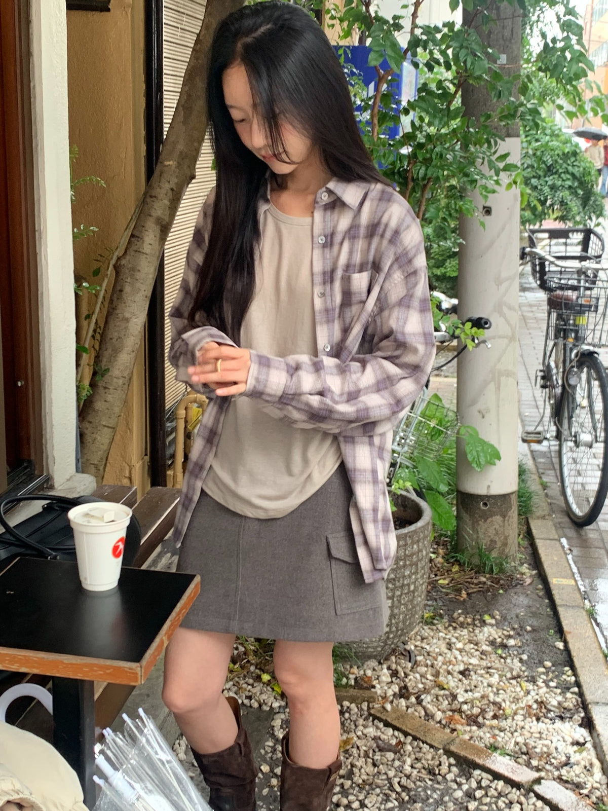 rainy peach shirt