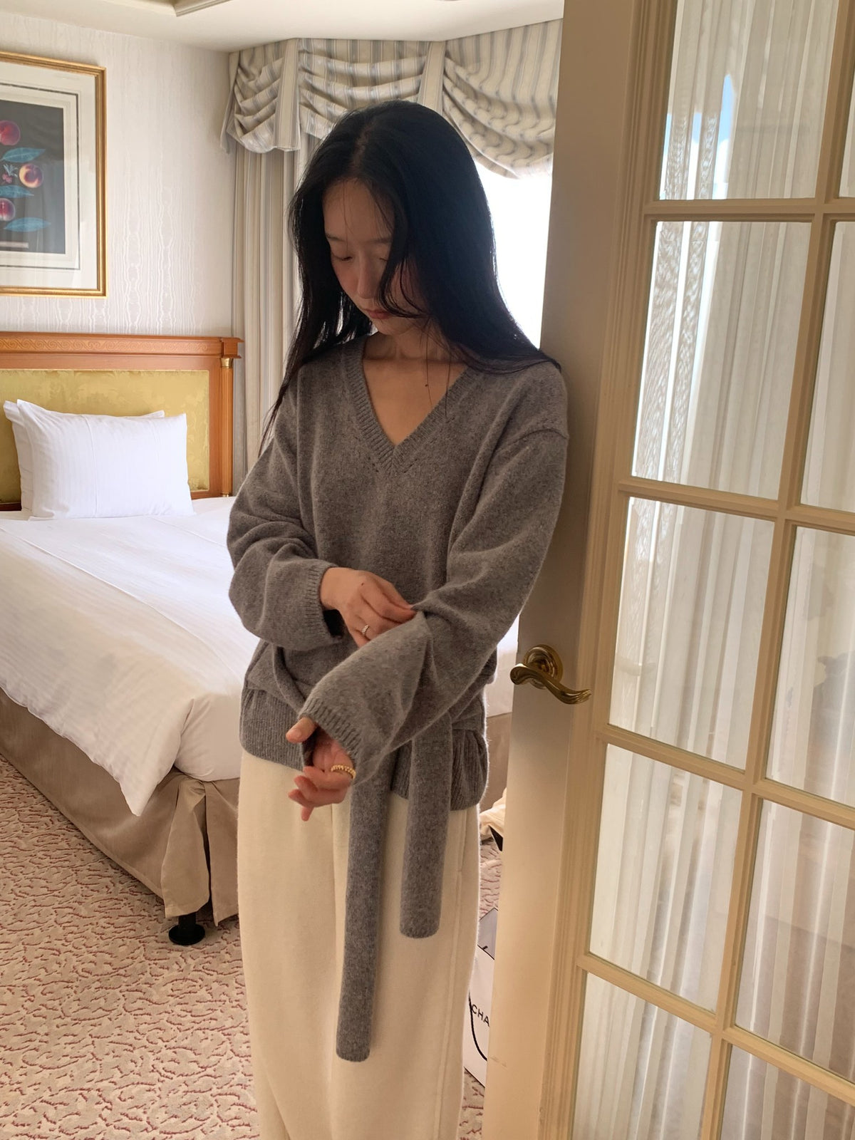 mile v-neck knit-4col
