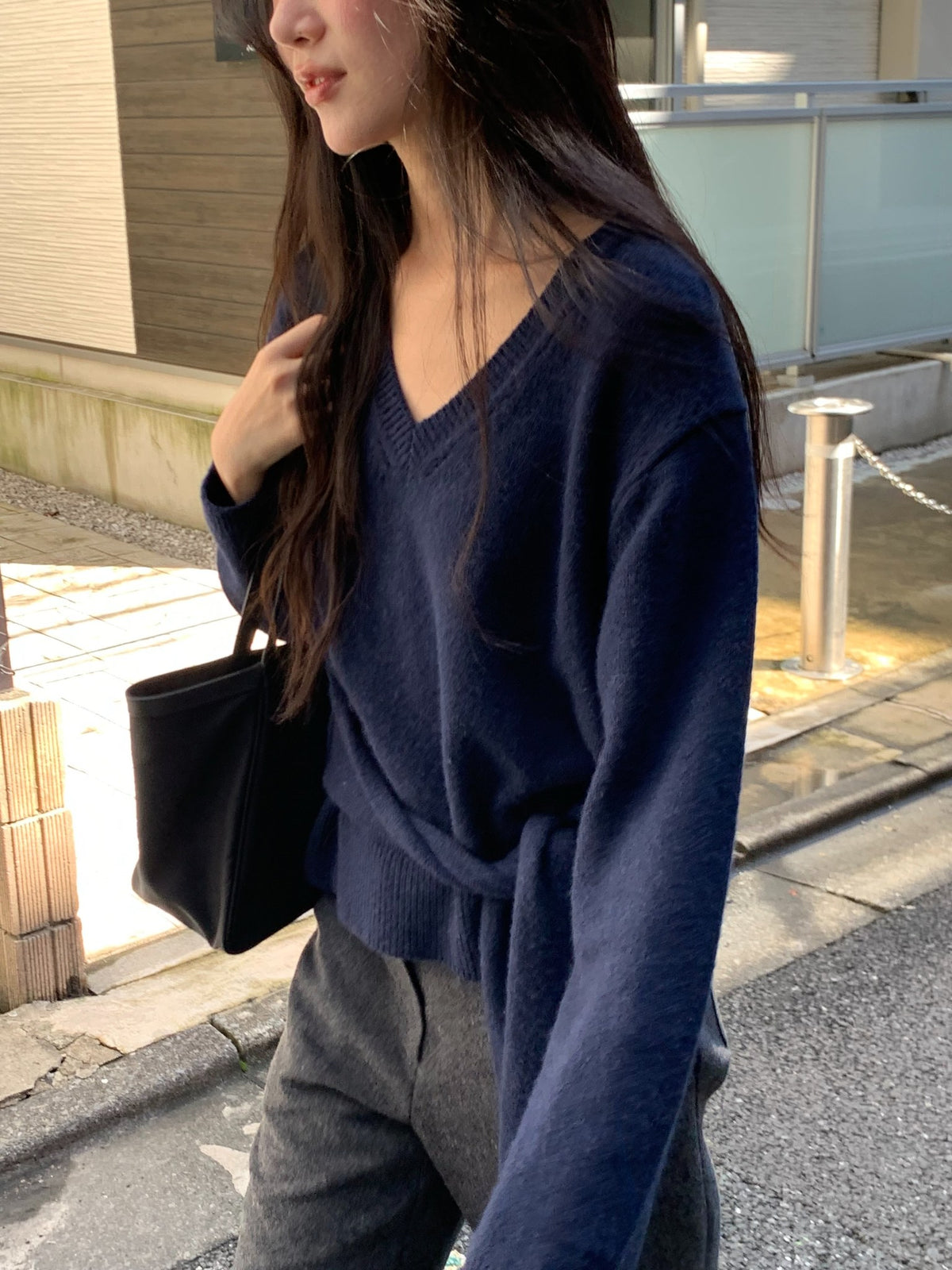 mile v-neck knit-4col
