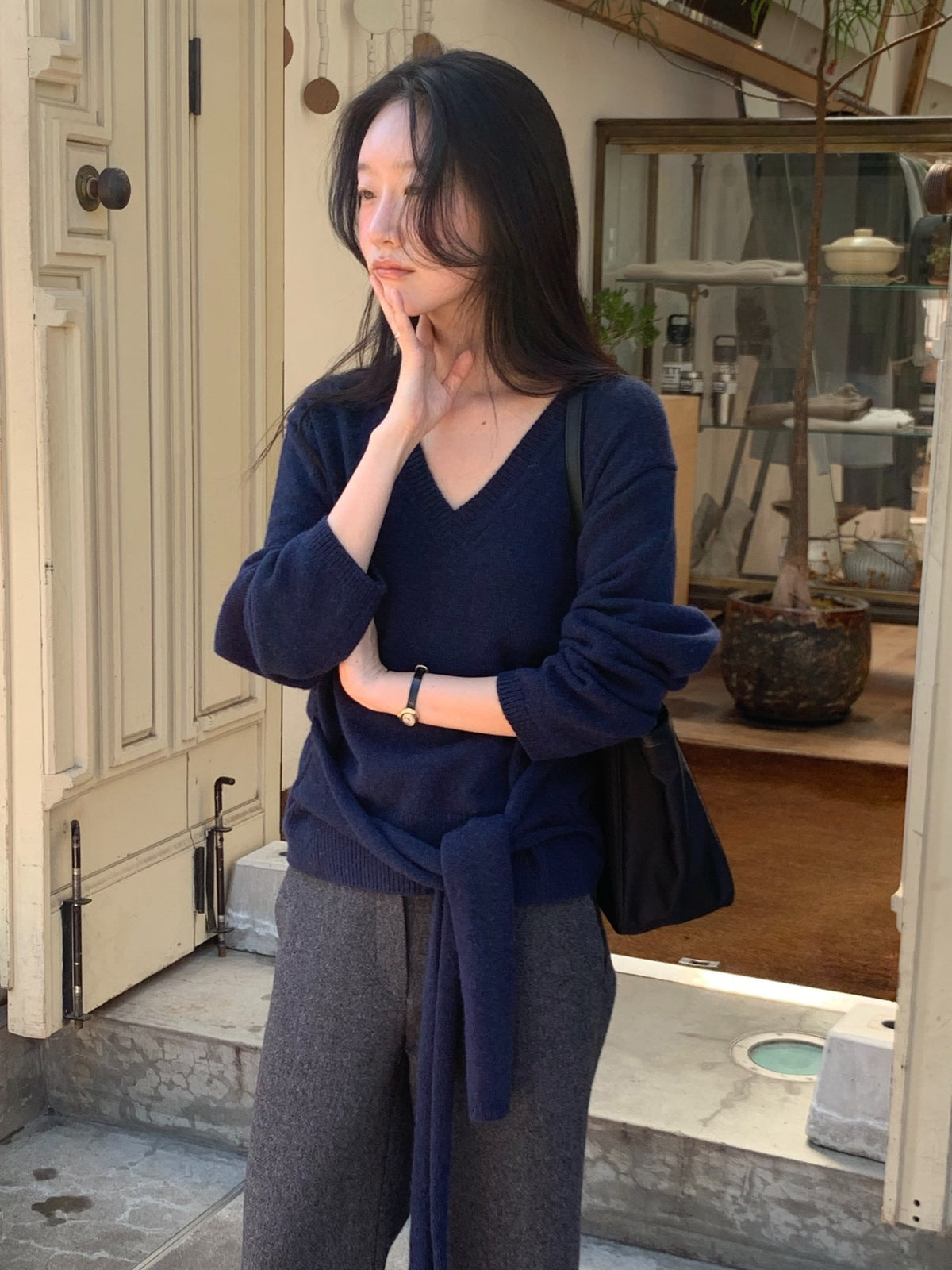 mile v-neck knit-4col