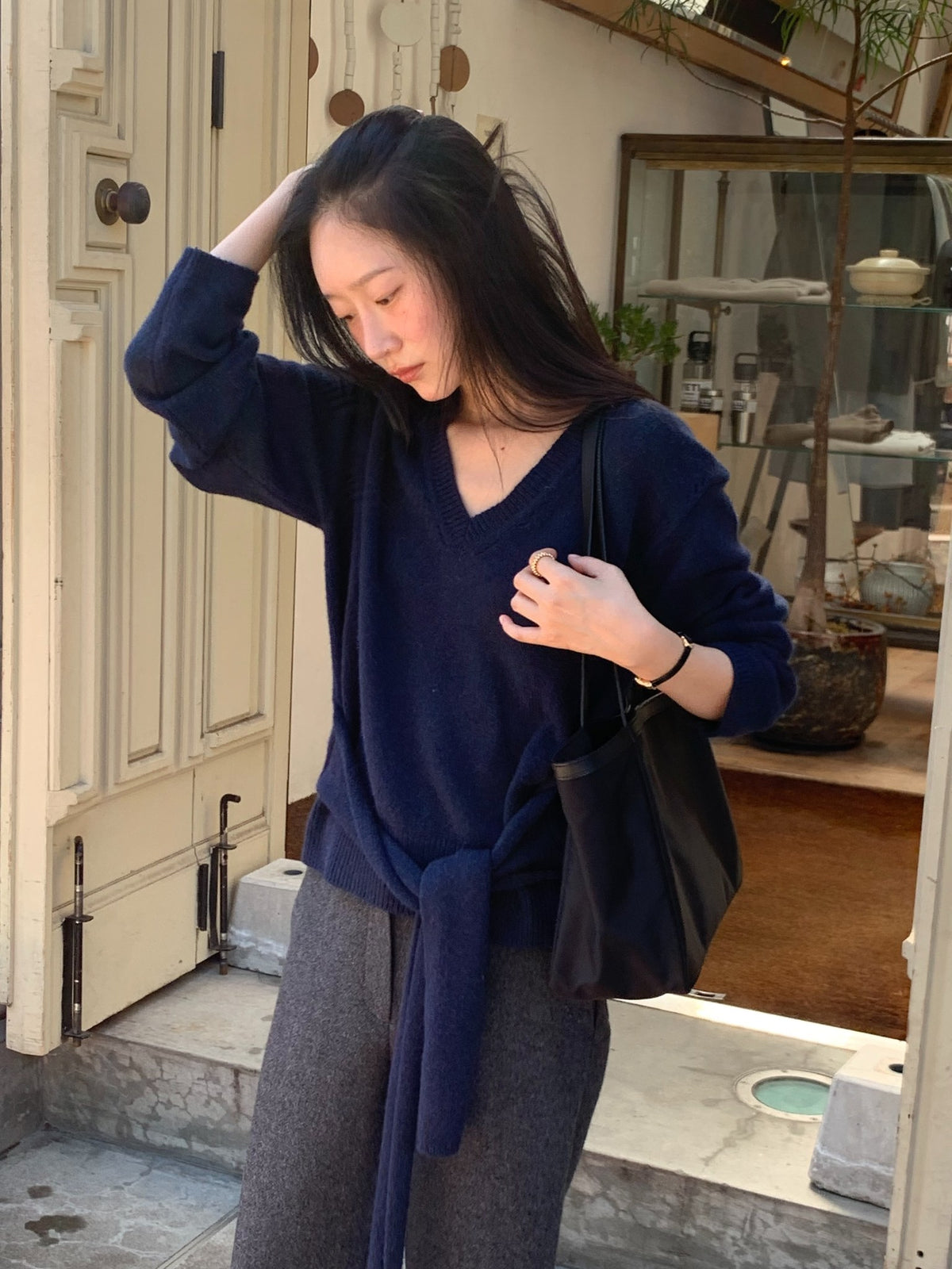 mile v-neck knit-4col