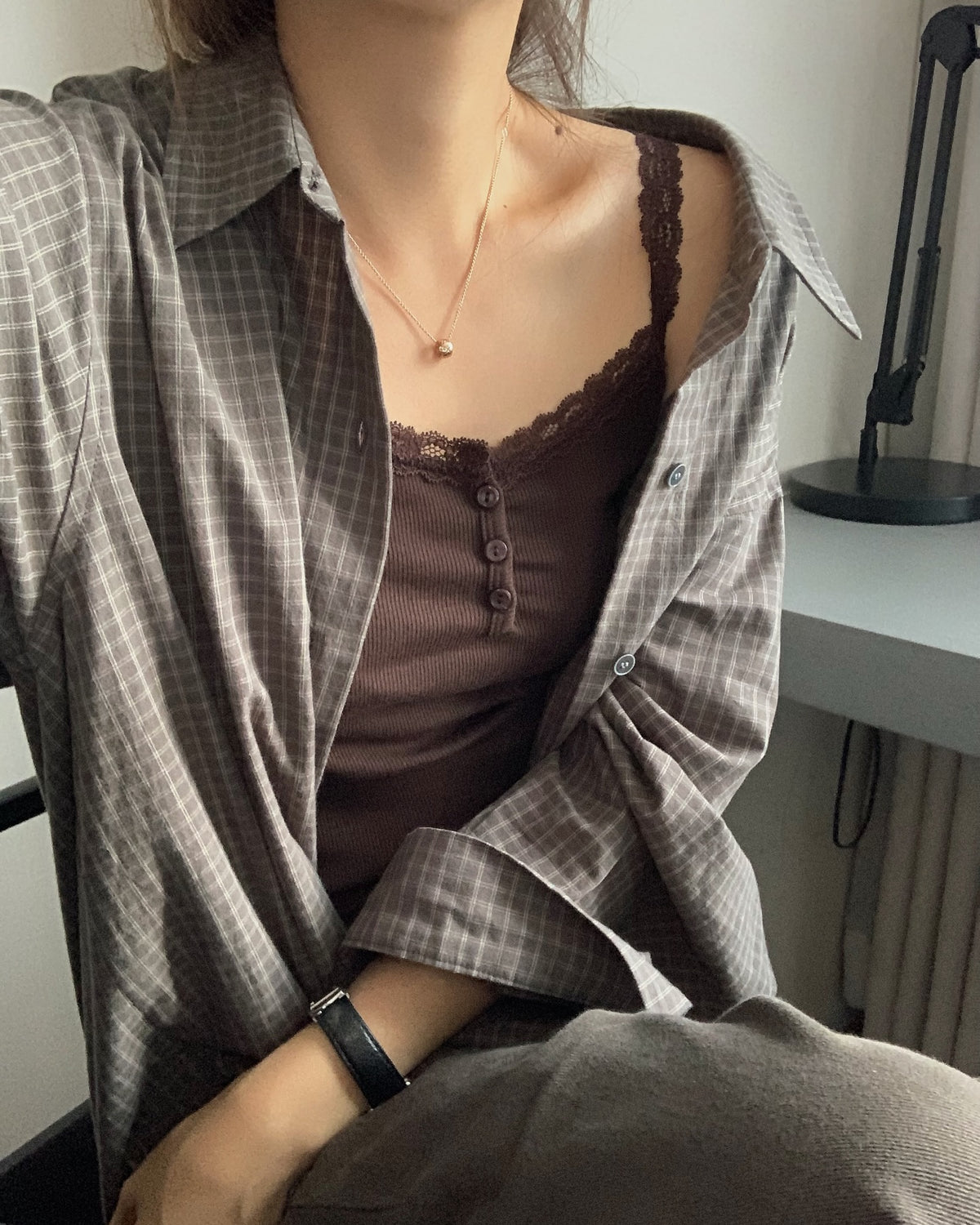 liter denny check shirt-2col
