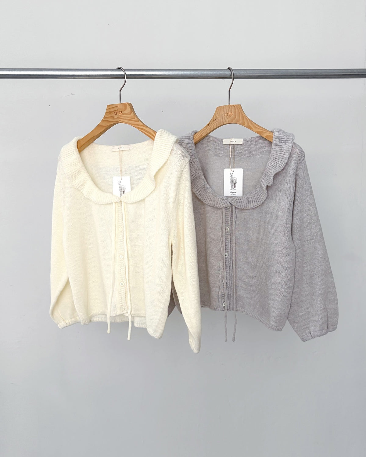 liter lily wool frilled collar cardigan-2col