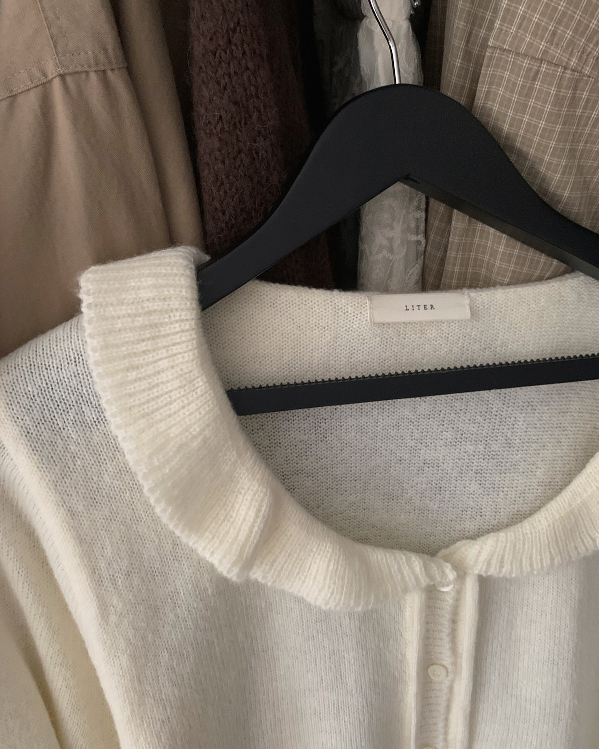liter lily wool frilled collar cardigan-2col