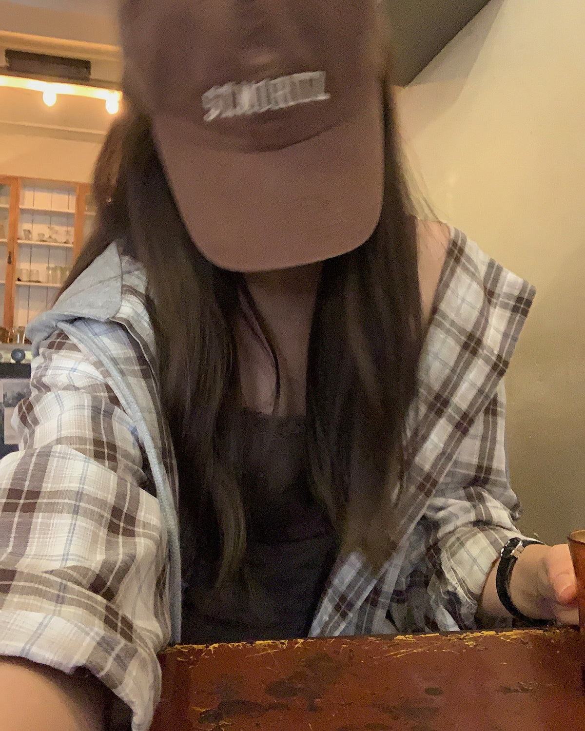liter camel hood check shirt