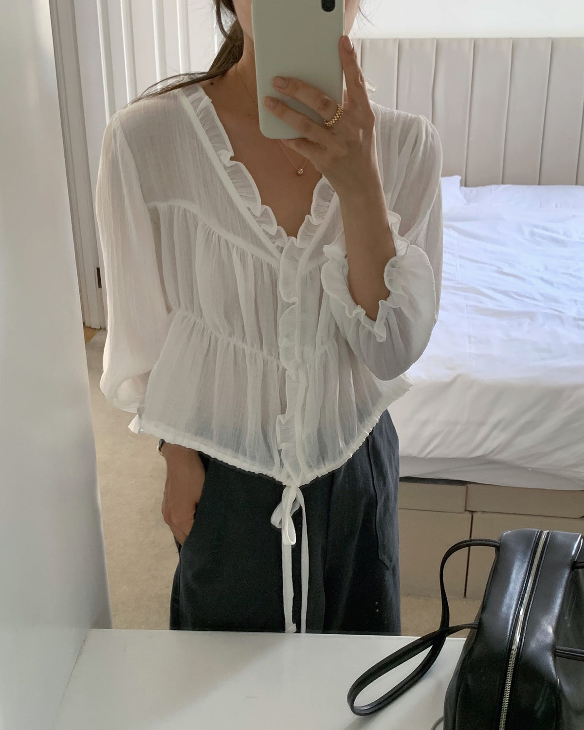 liter if chiffon blouse cardigan-2col