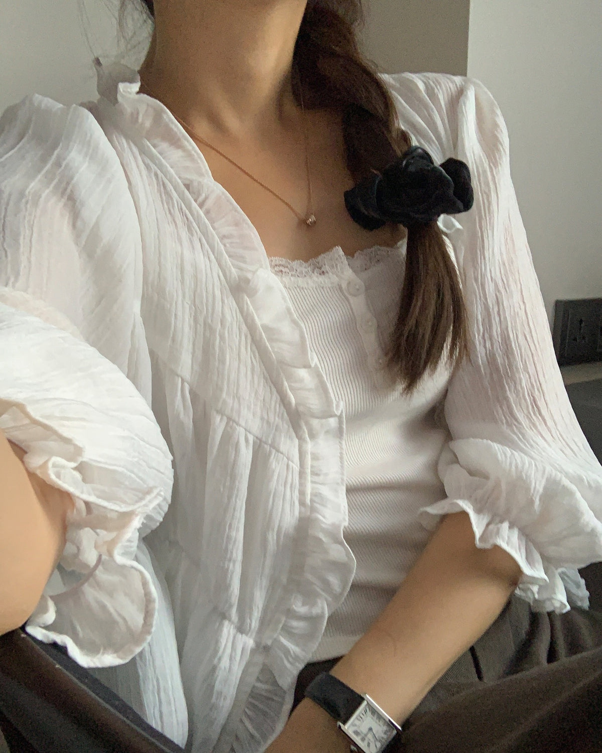liter if chiffon blouse cardigan-2col