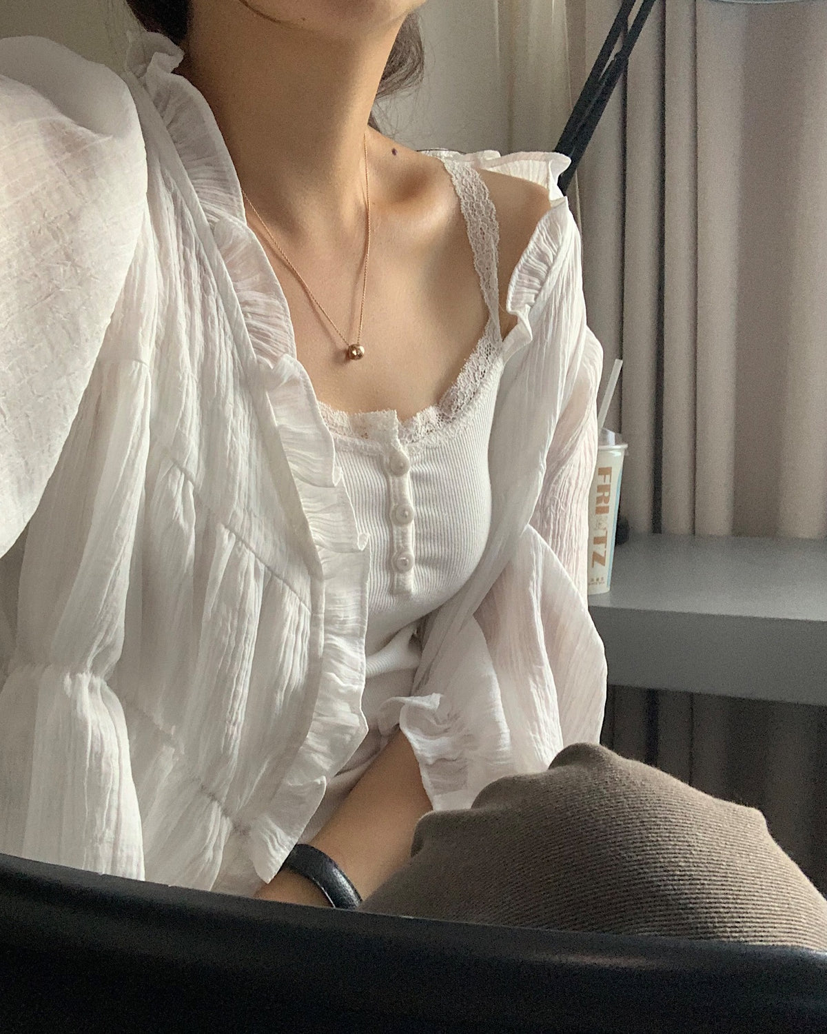 liter if chiffon blouse cardigan-2col