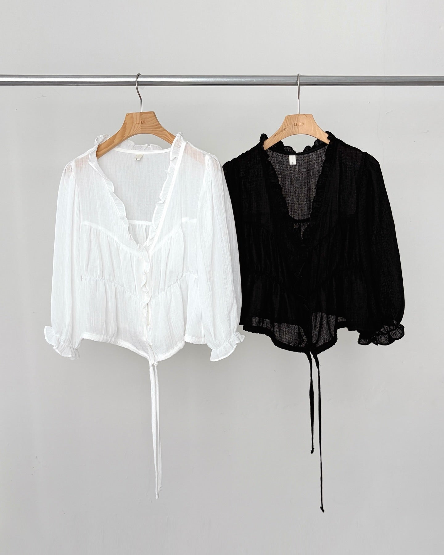 liter if chiffon blouse cardigan-2col