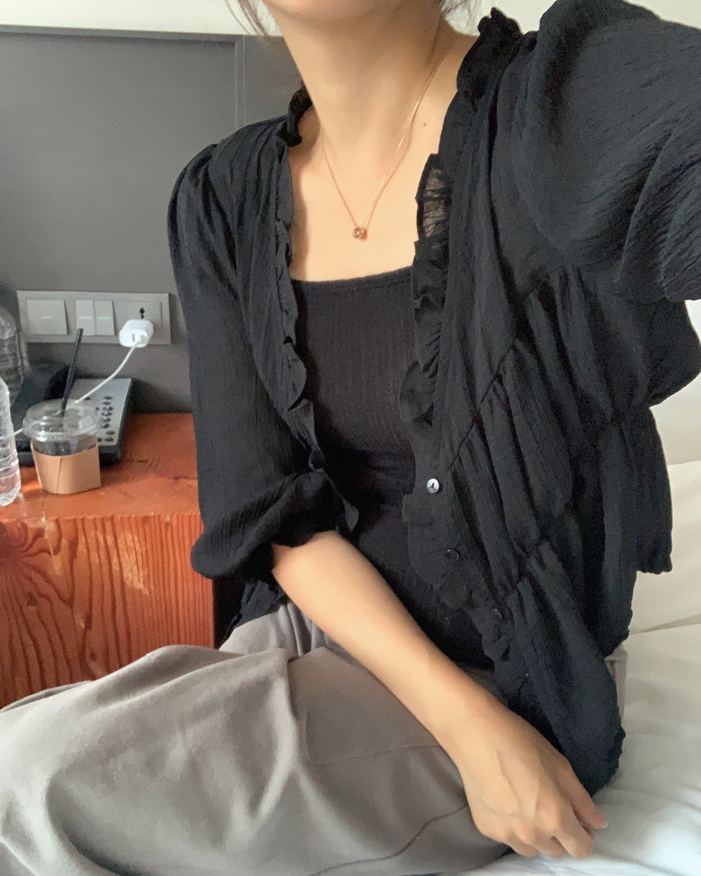 liter if chiffon blouse cardigan-2col