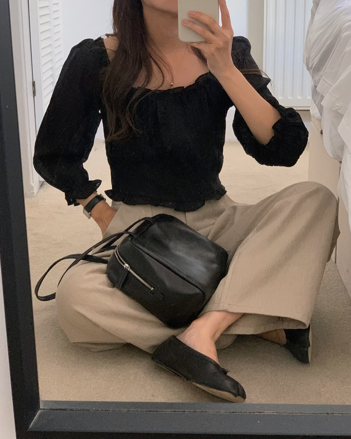 liter oliver frill blouse-2col