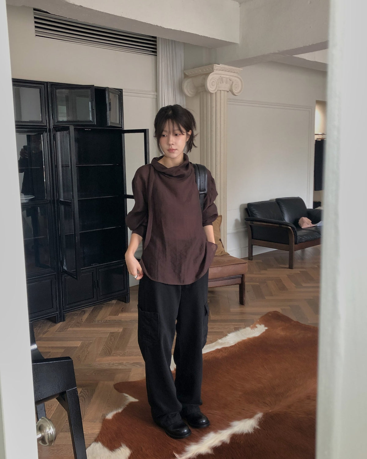 ️ 166 wool denim cargo pants-2col