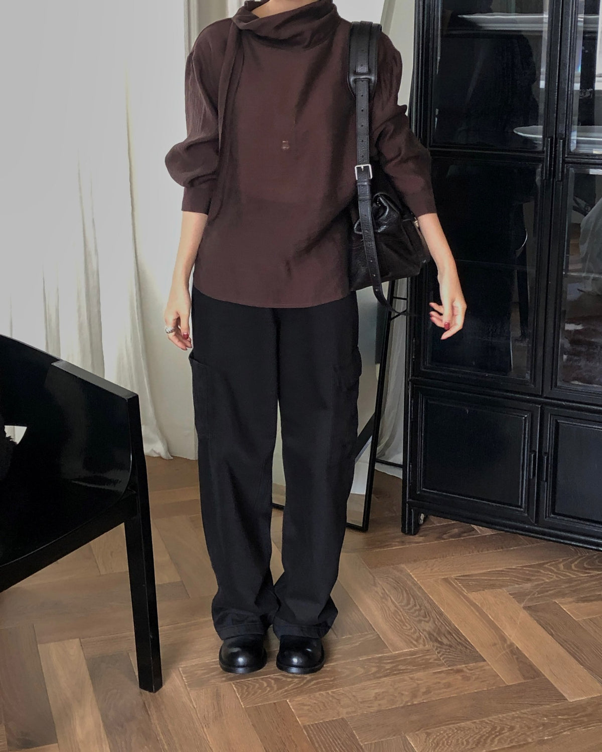 ️ 166 wool denim cargo pants-2col