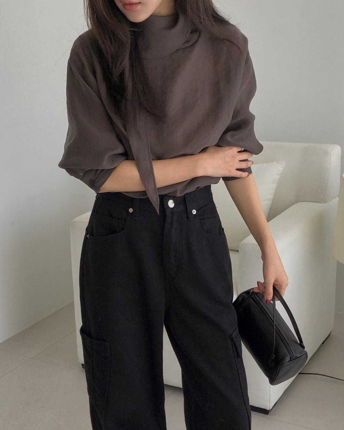 ️ 166 wool denim cargo pants-2col