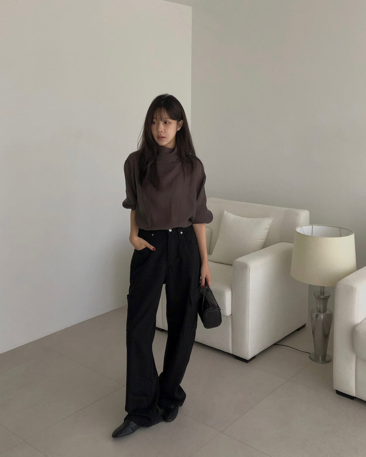 ️ 166 wool denim cargo pants-2col